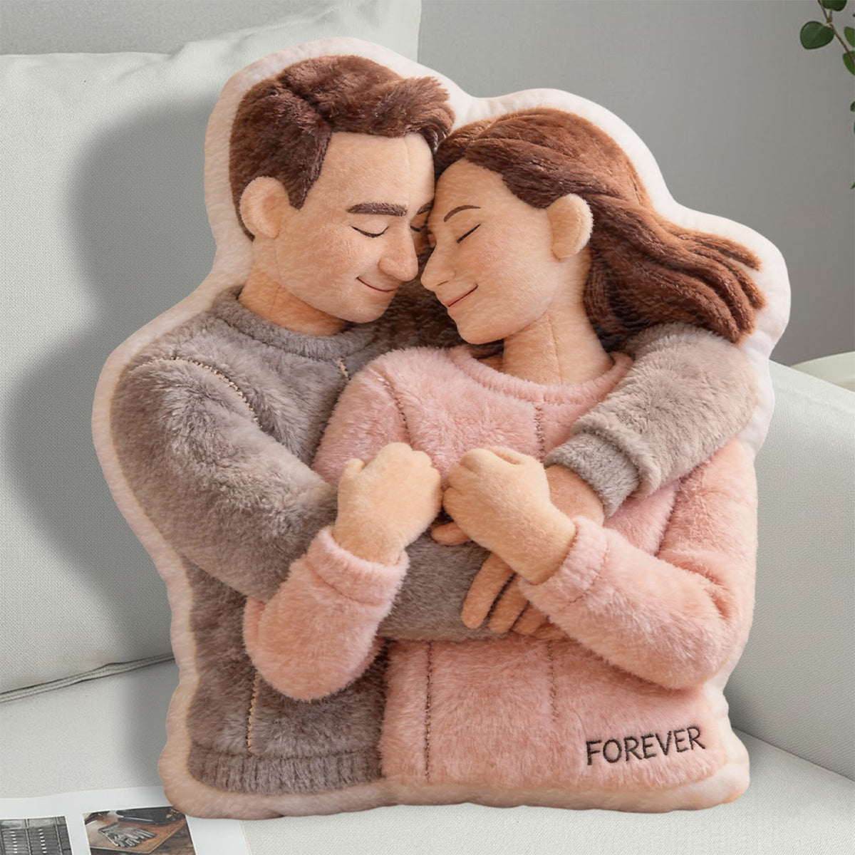 Coussin personnalisé à partir d'une photo - Cadeaux symboliques - Coussin en fausse fourrure personnalisé pour couple