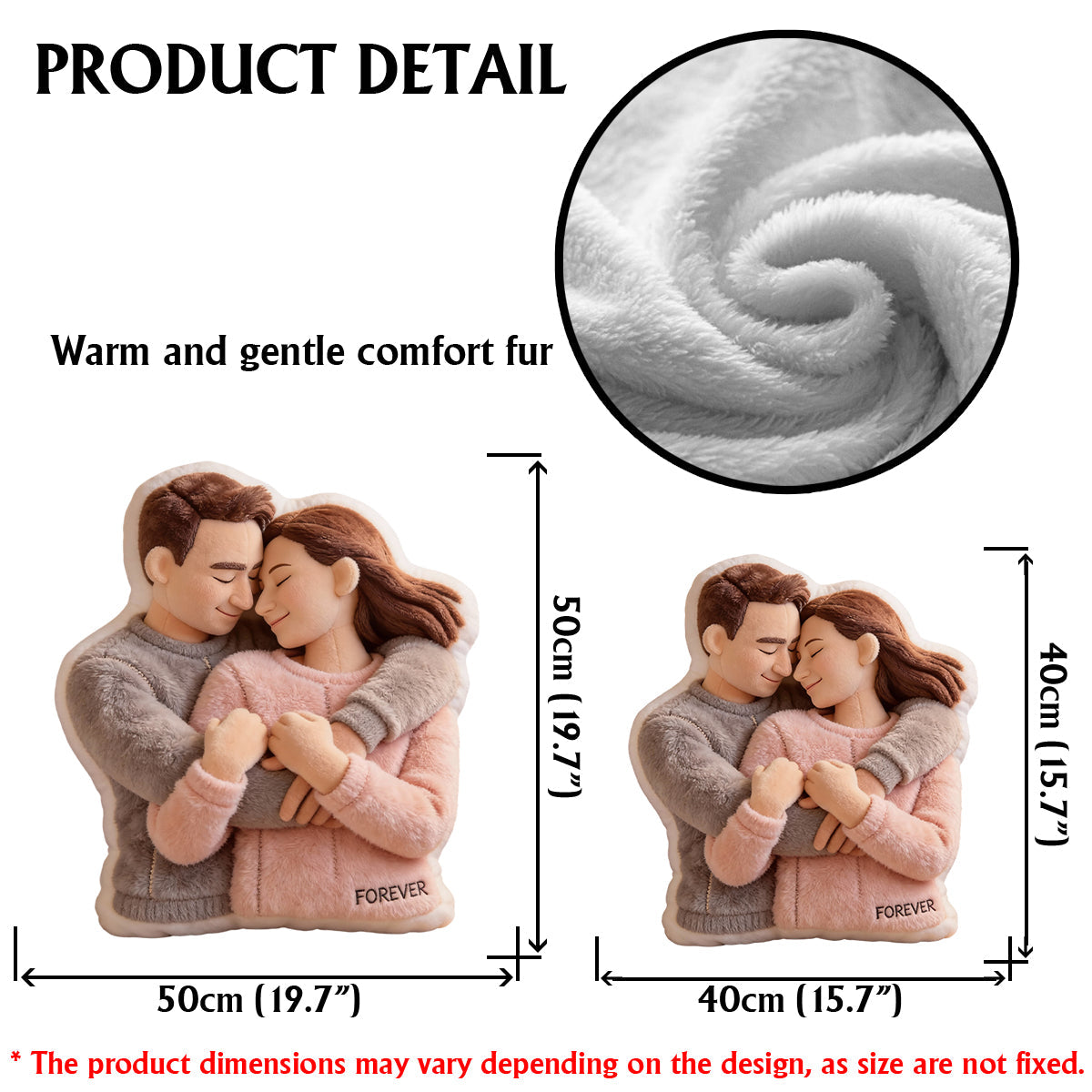 Coussin personnalisé à partir d'une photo - Cadeaux symboliques - Coussin en fausse fourrure personnalisé pour couple