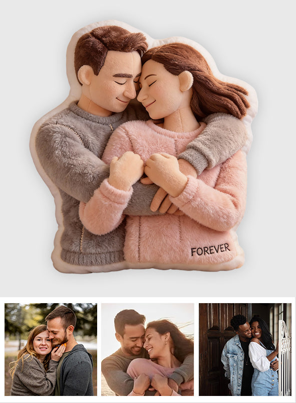Coussin personnalisé à partir d'une photo - Cadeaux symboliques - Coussin en fausse fourrure personnalisé pour couple