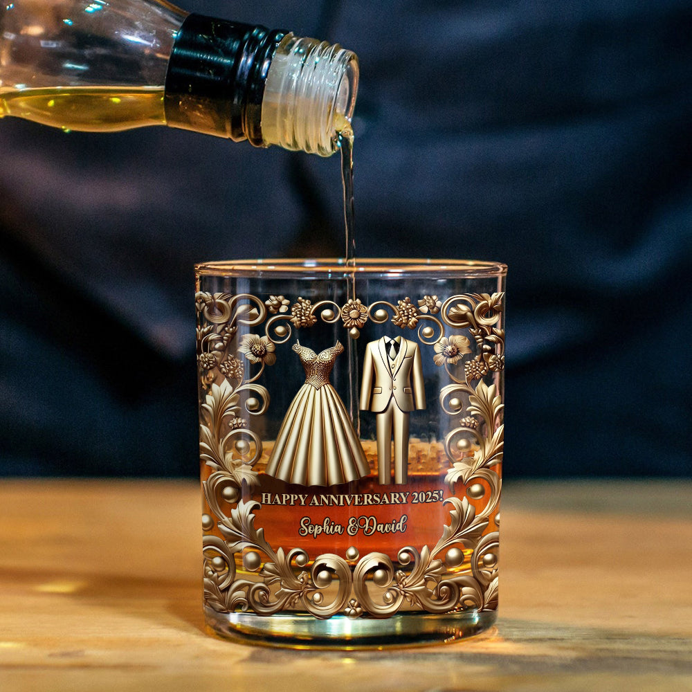 Unique Gift For Him, Couple Anniversary Gift - Personalized Couple Whiskey Glass