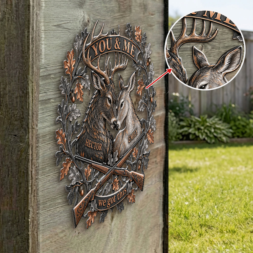 You & Me Jagdpaar Geschenk - Personalisierte 3D-gedruckte Metalltafel