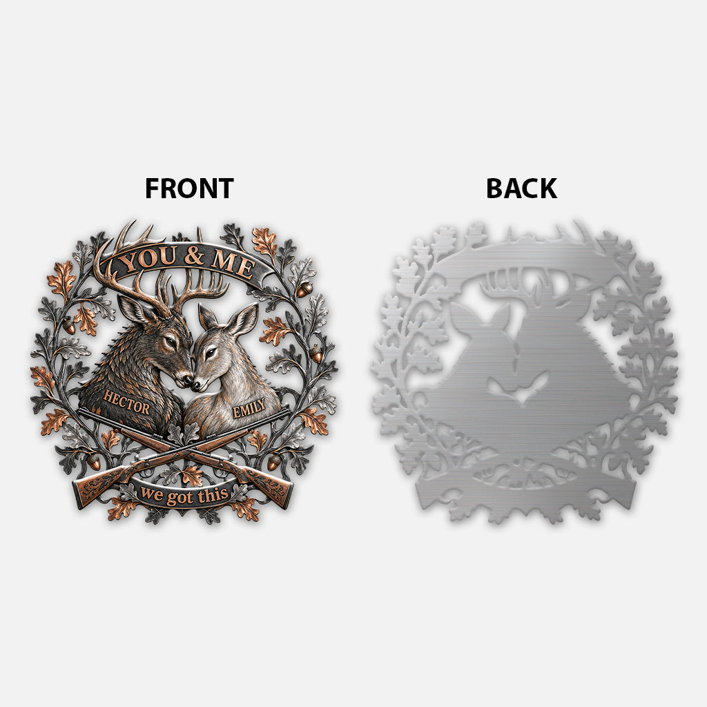 You & Me Jagdpaar Geschenk - Personalisierte 3D-gedruckte Metalltafel