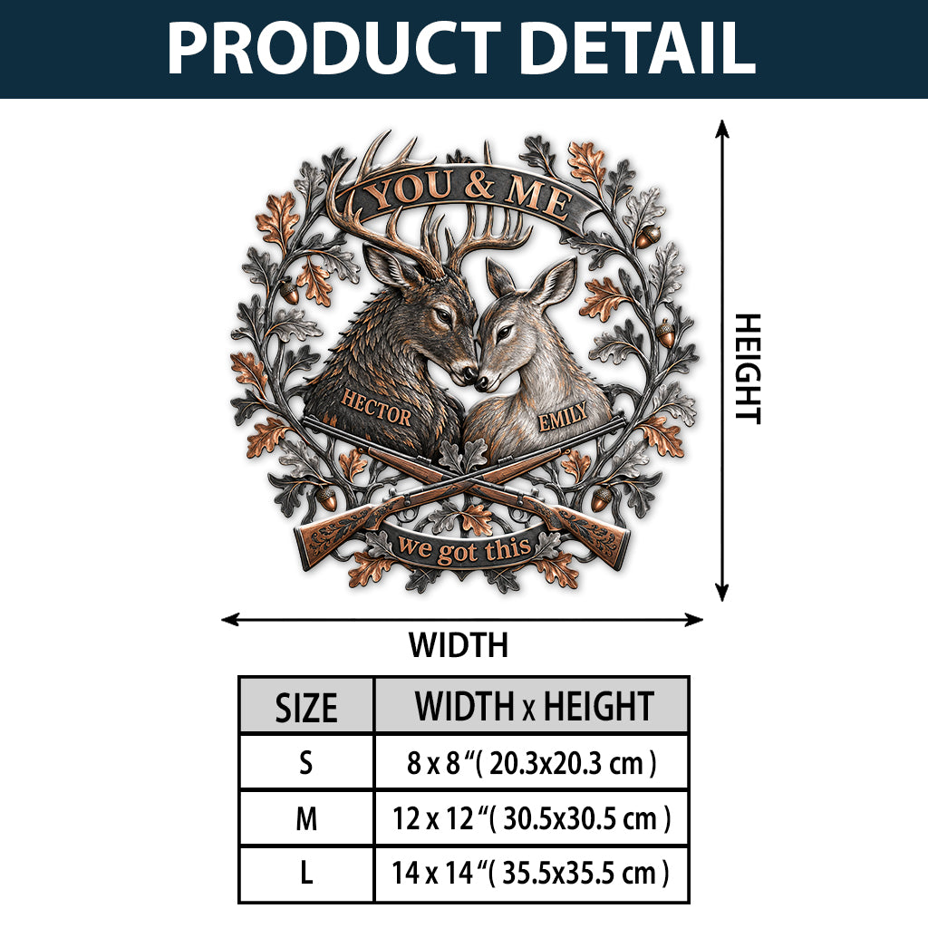 You & Me Jagdpaar Geschenk - Personalisierte 3D-gedruckte Metalltafel
