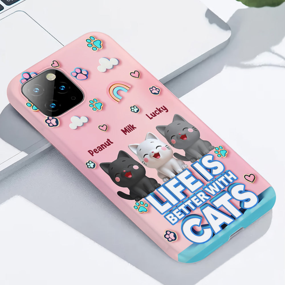 Life Is Better With A Cat - Personalized Cat Full Print Phone Case