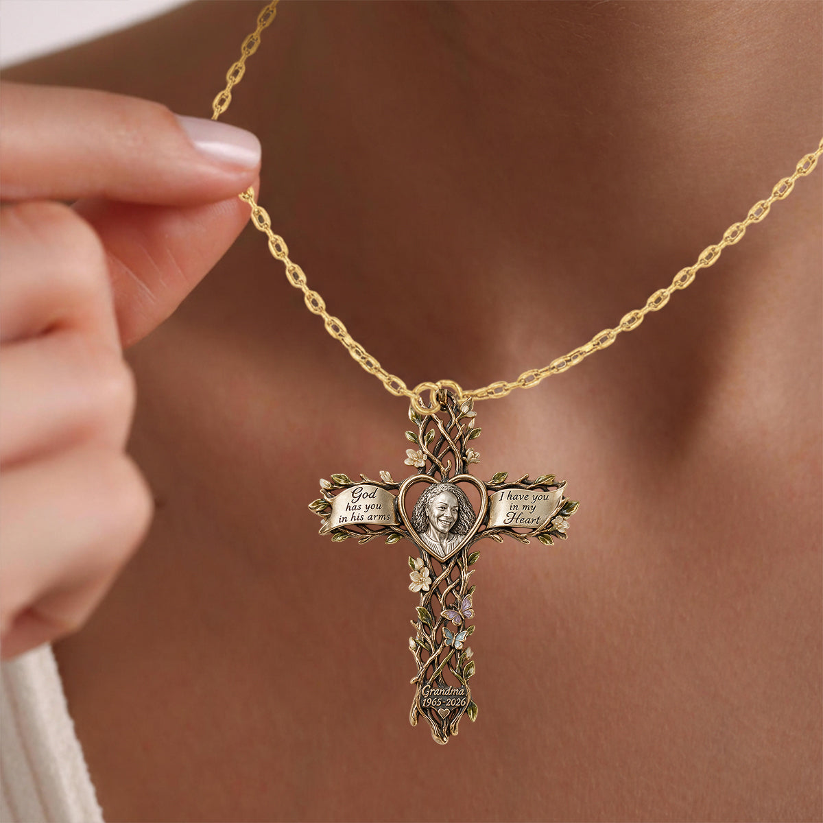 Custom From Any Photo - God - Personalized Memorial Shaped Metal Pendant Necklace