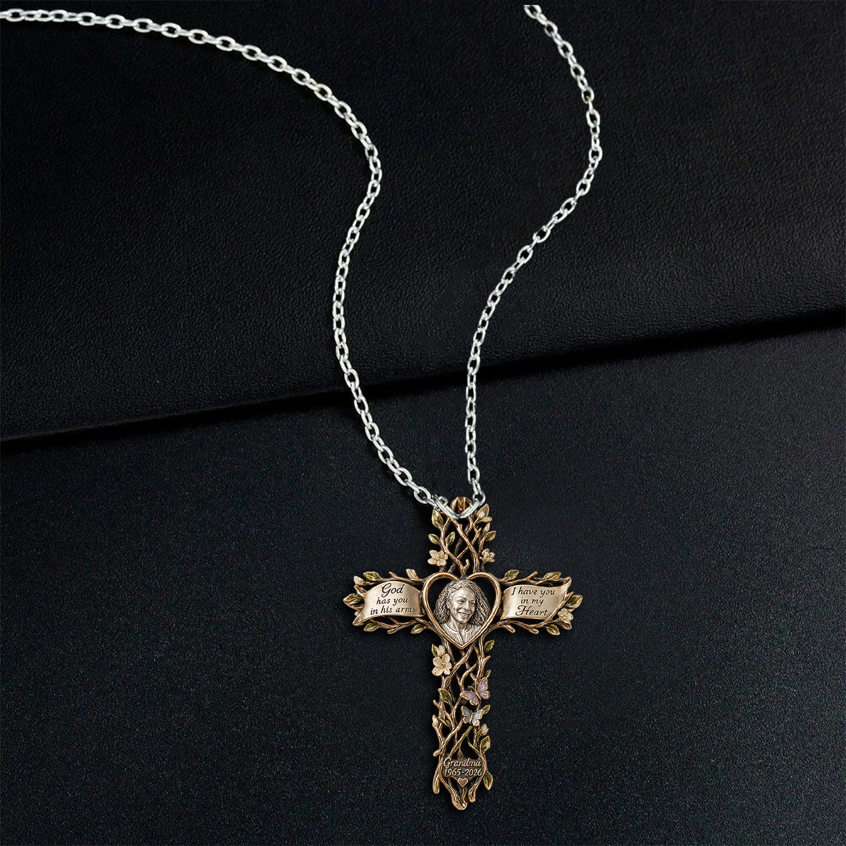 Custom From Any Photo - God - Personalized Memorial Shaped Metal Pendant Necklace
