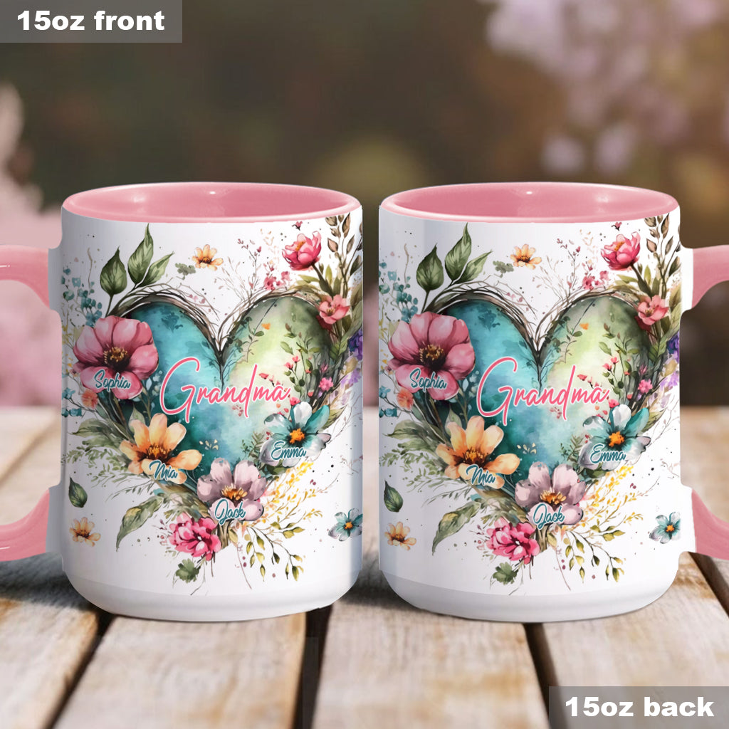 Blumen für Omas Mutter – Personalisierte Tasse mit Oma-Motiv