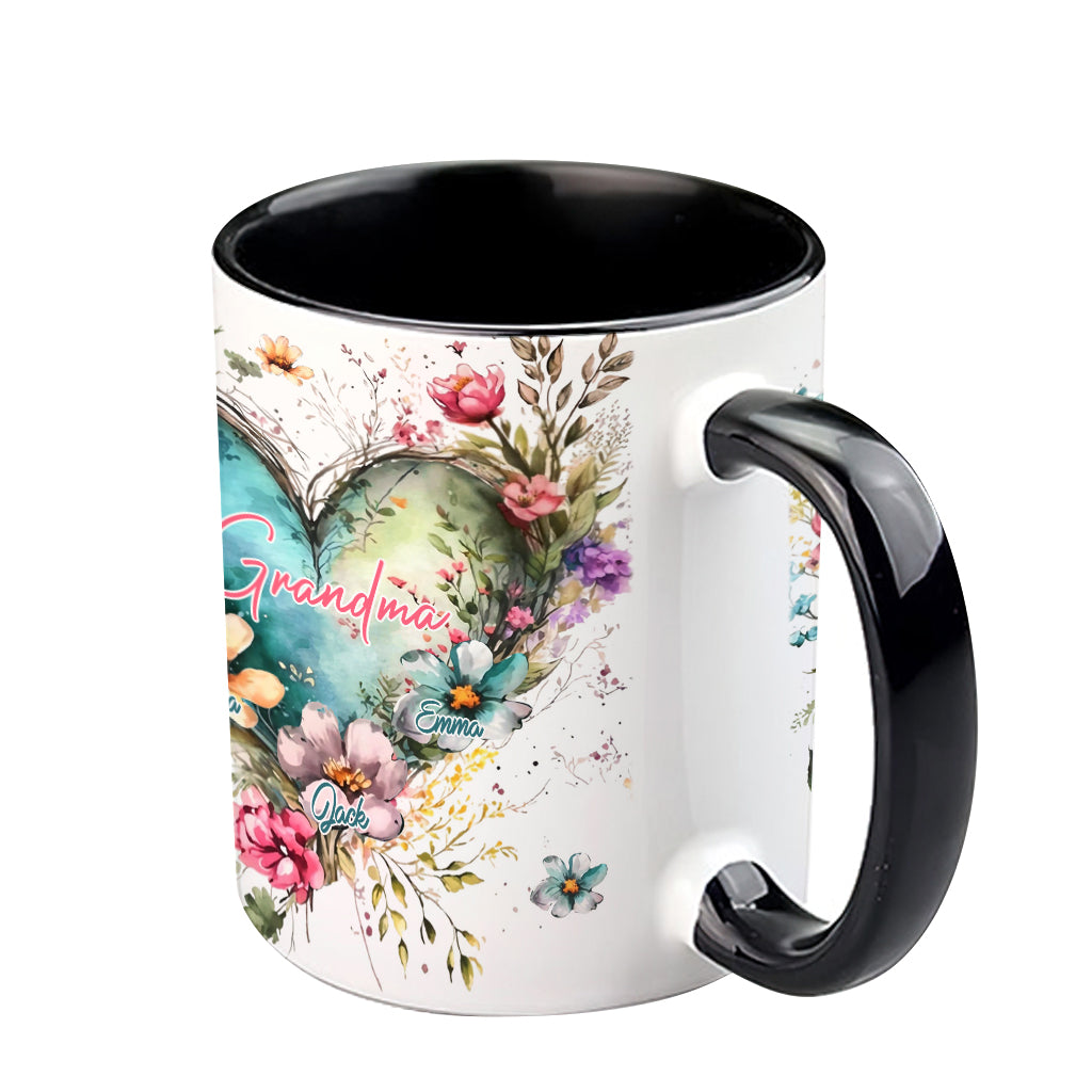Blumen für Omas Mutter – Personalisierte Tasse mit Oma-Motiv