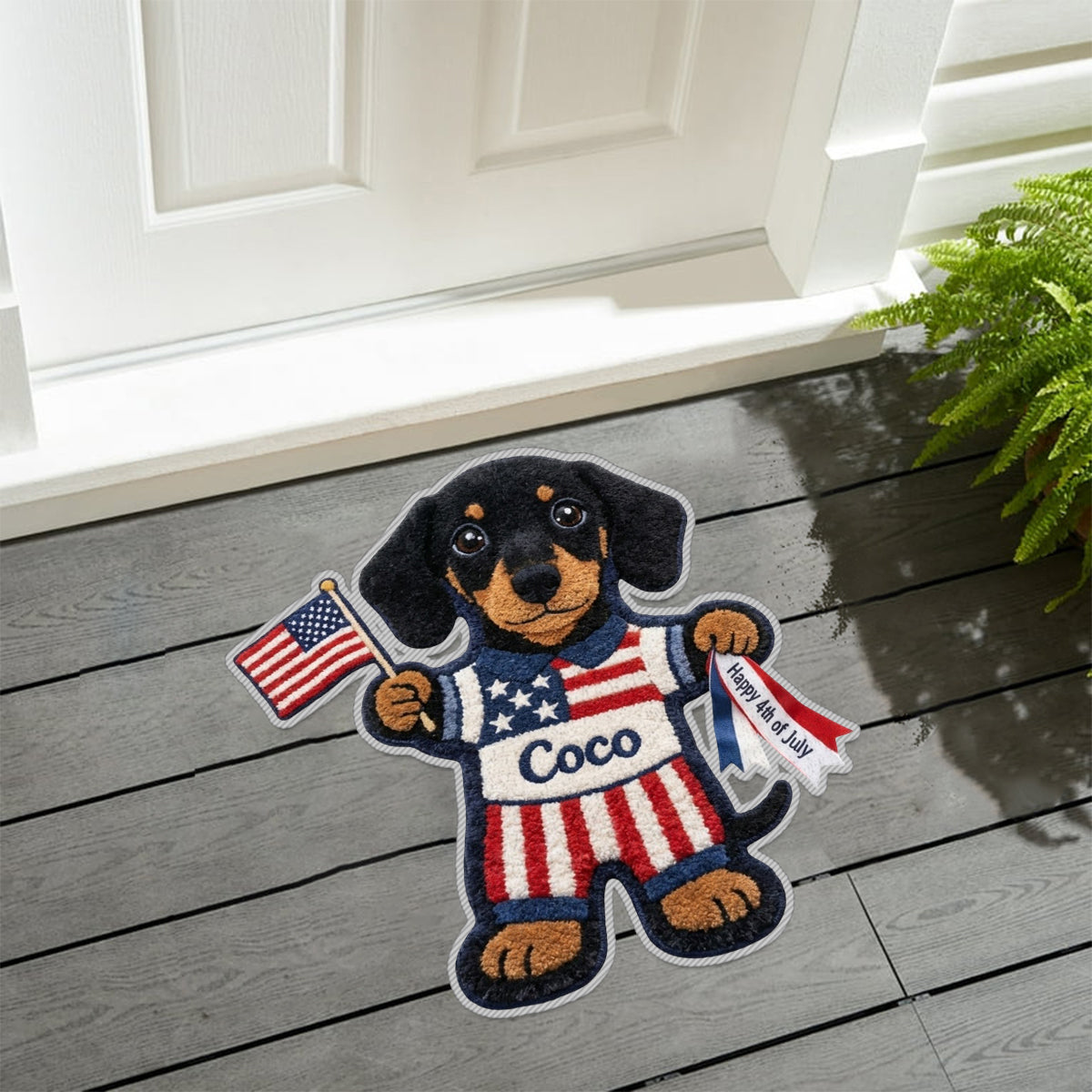 Joyeux 4 Juillet - Tapis Personnalisé Antidérapant pour Chien
