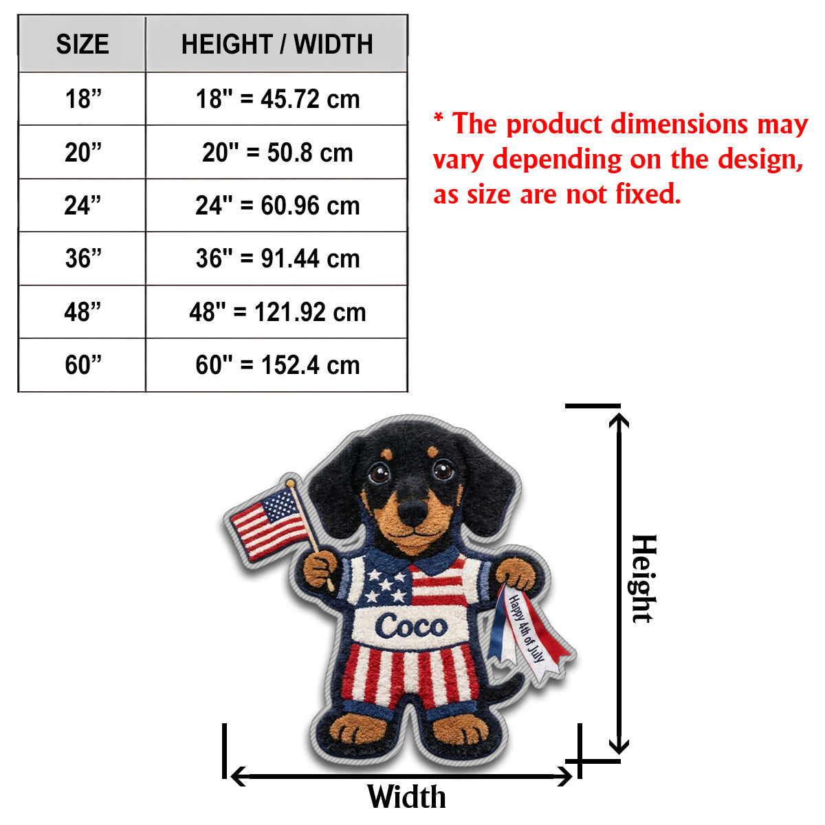 Joyeux 4 Juillet - Tapis Personnalisé Antidérapant pour Chien