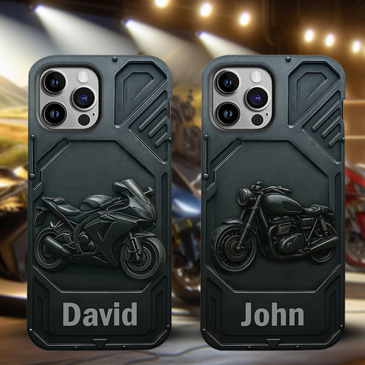 Coole Cruiser-/Sportbike-Handyhülle mit personalisiertem Biker-Motiv und Volldruck