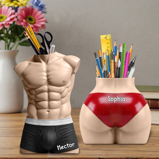 Funny Couple Gift - Personalized Couple Wooden Pen Holder