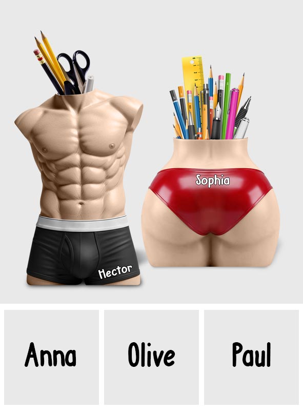 Funny Couple Gift - Personalized Couple Wooden Pen Holder