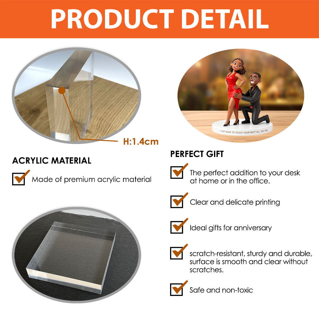 Touching Your Butt All The Time - Personalized Couple Custom Shaped Acrylic Plaque