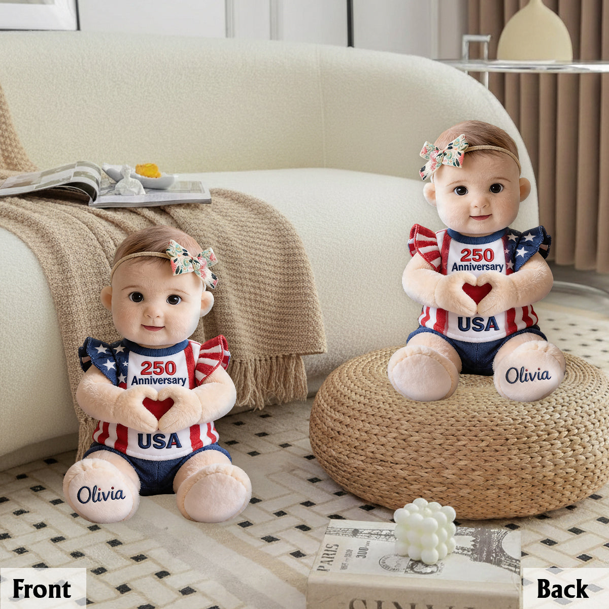 250 Jubiläums-Geschenk - Personalisierter Premium Kunstfell-Kissen für Kinder
