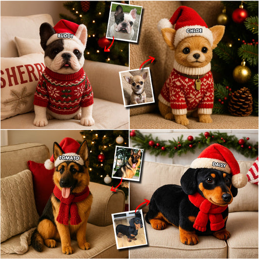 Weihnachtsgeschenk für Haustiere – Personalisiertes Kissen in Dackelform aus Kunstfell