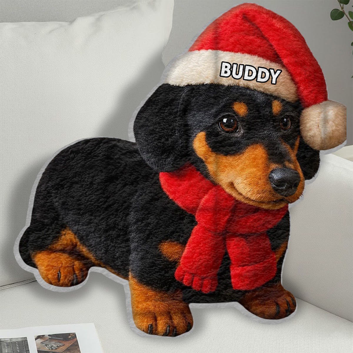 Pet Christmas - Personalized Dog Faux Fur Shaped Pillow