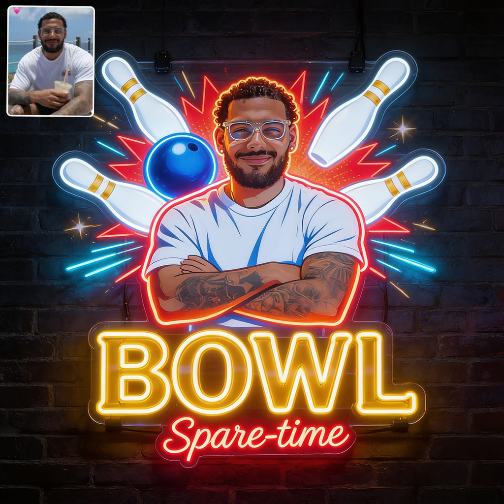 Custom From Any Photo - Personalized Bowling Neon LED Light Sign