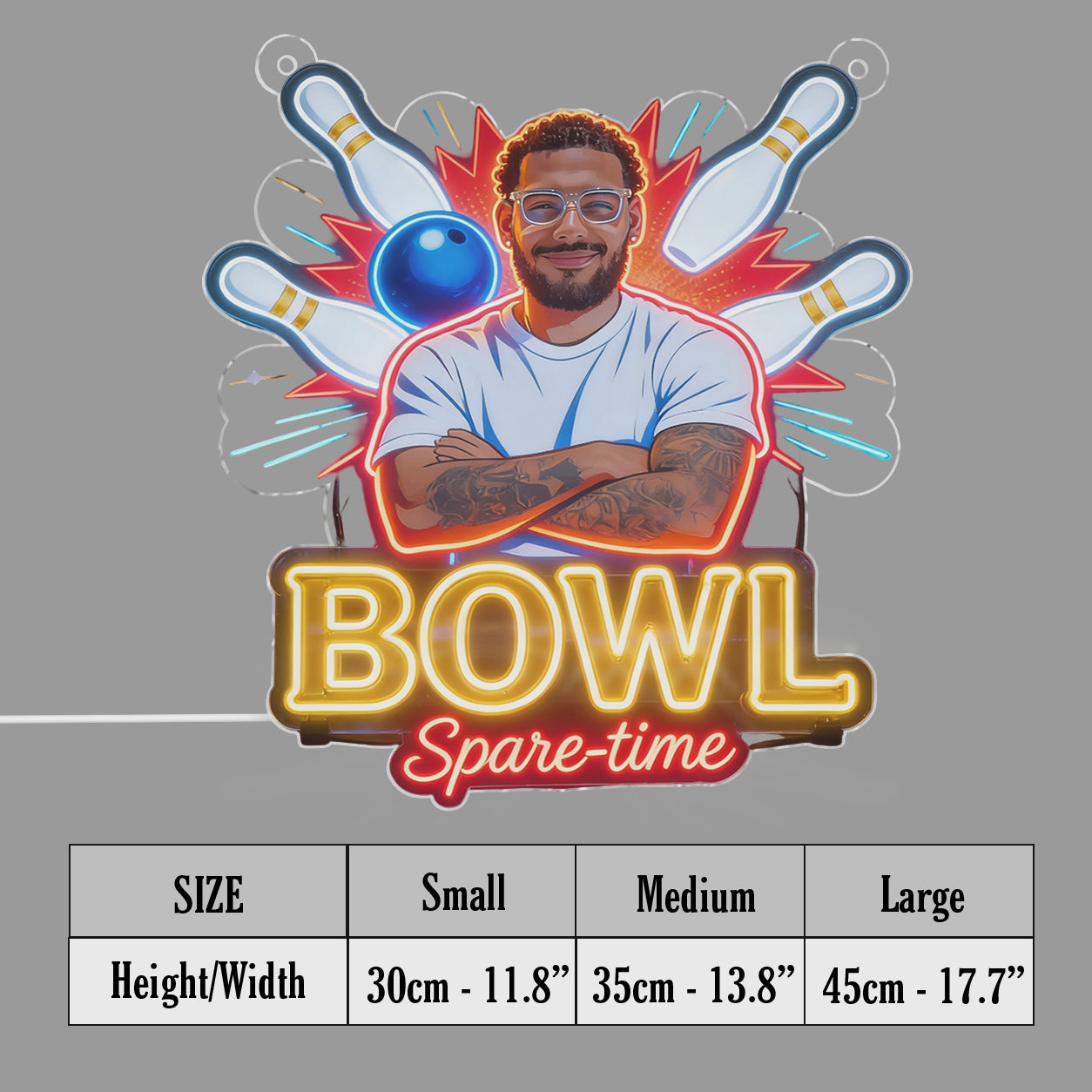 Custom From Any Photo - Personalized Bowling Neon LED Light Sign