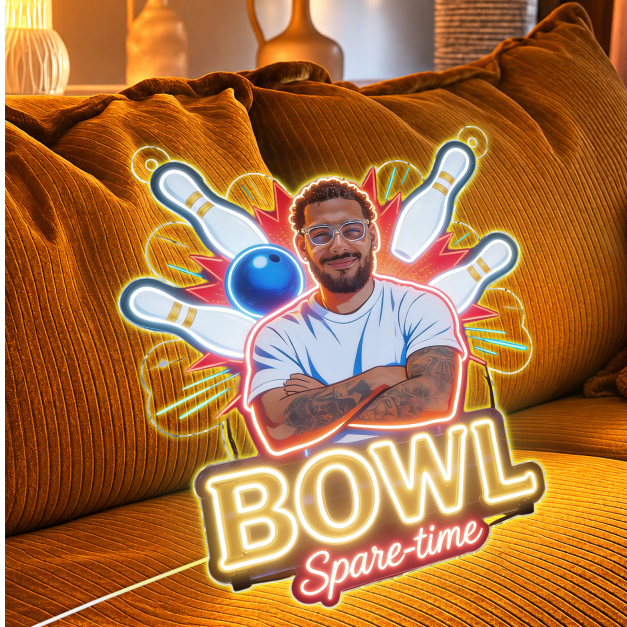 Custom From Any Photo - Personalized Bowling Neon LED Light Sign