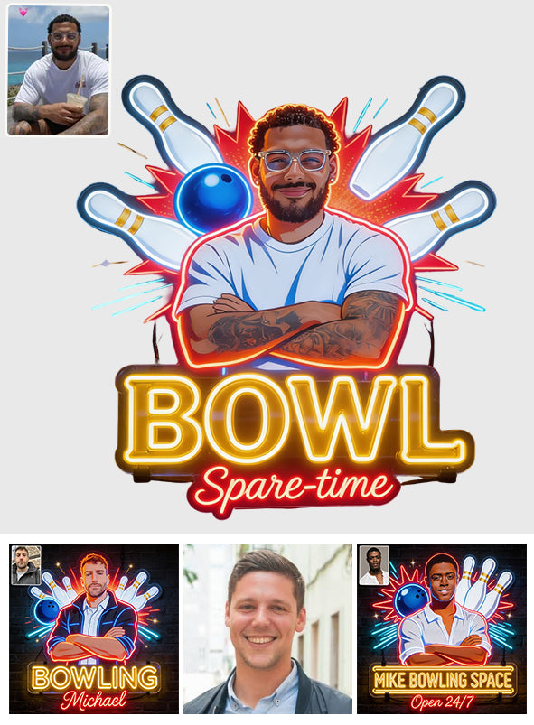 Custom From Any Photo - Personalized Bowling Neon LED Light Sign