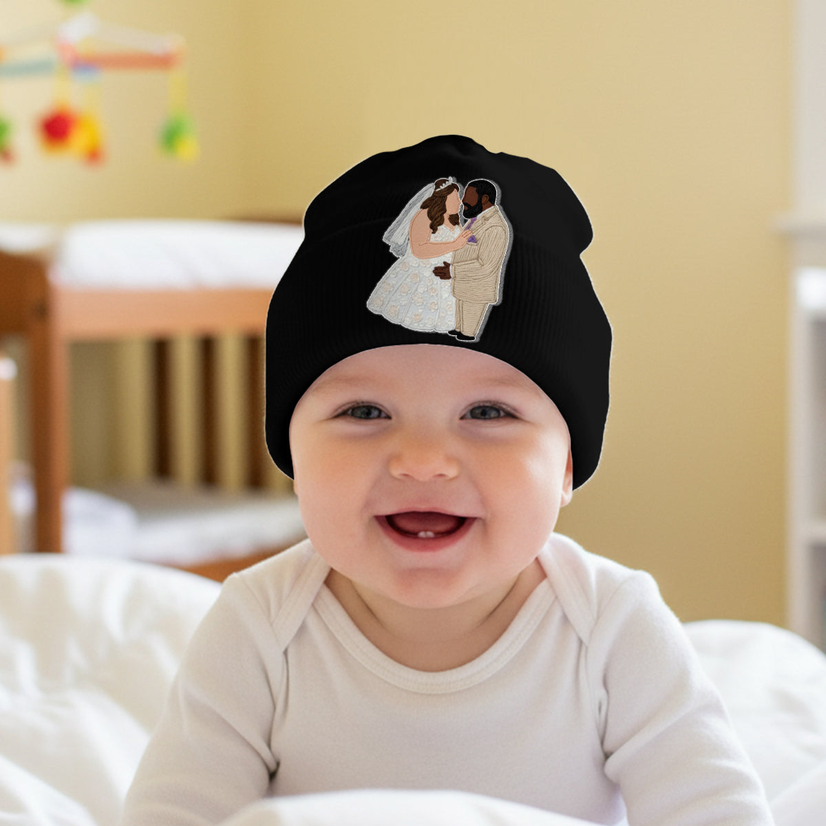 Embroidery Minimalist Cartoon Style - Personalized Couple Embroidered Beanie