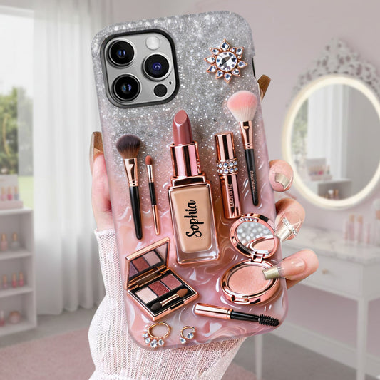 Stolze Make-up-Artistin – Personalisierte Handyhülle mit Make-up-Vollbilddruck