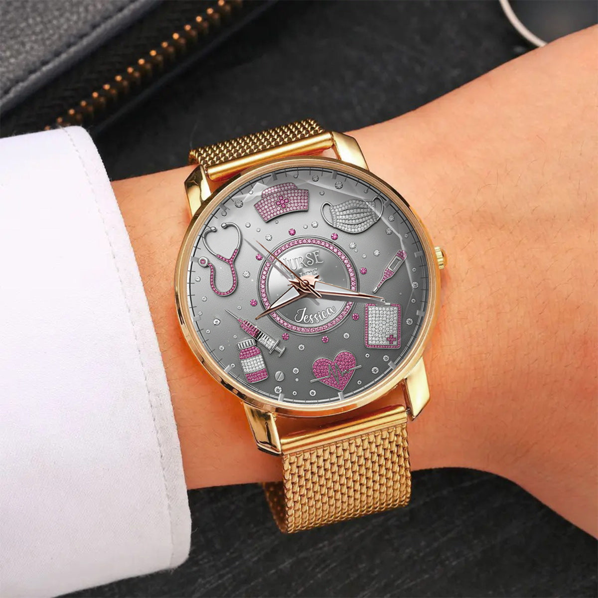 Love Nurse Life - Personalized Nurse Women Hand Watch With Strap Charms