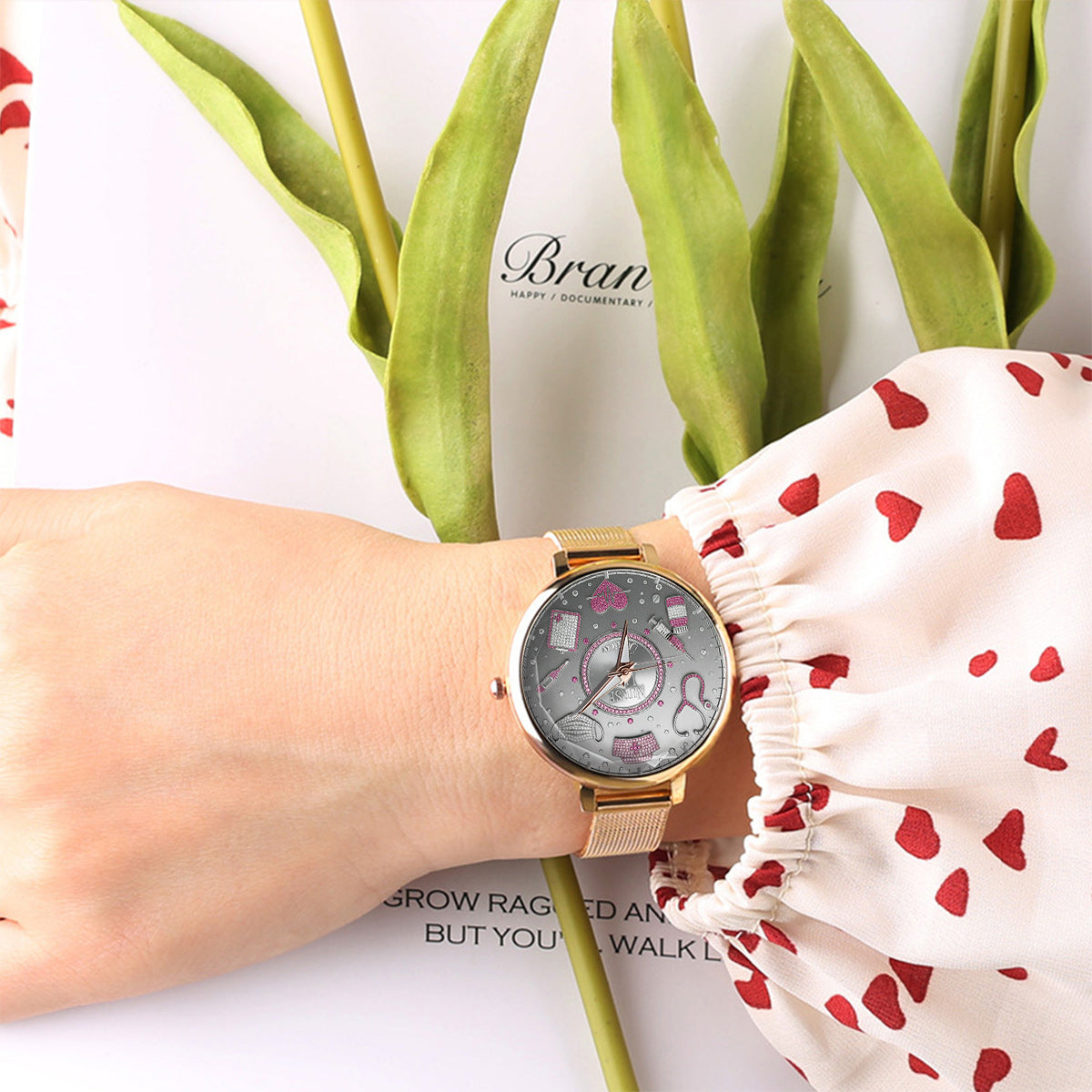 Aimez la vie d'infirmière - Montre-bracelet personnalisée pour infirmière