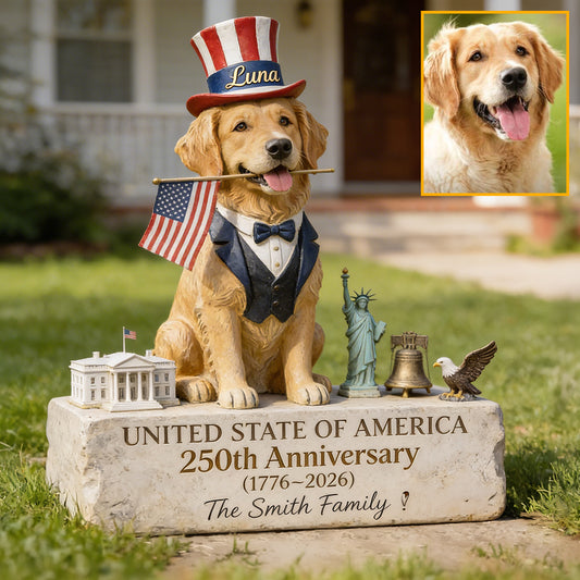 Pet Celebrate USA 250. Geburtstag - Personalisierte Hund Acrylic Gartenstele/ Acrylplakette