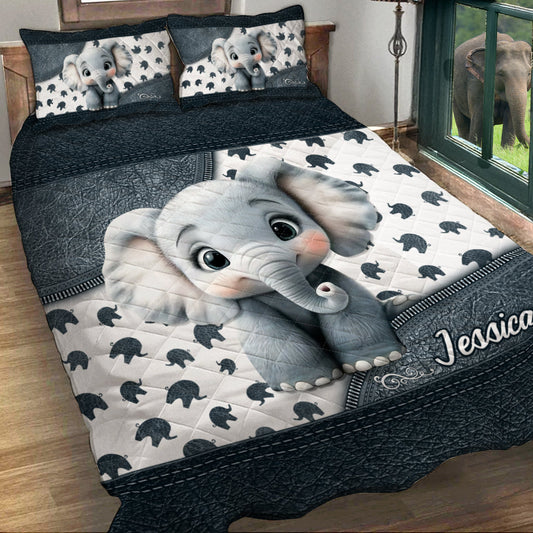 Niedliches Babyelefant - Personalisiertes Elefanten-Bettwäscheset