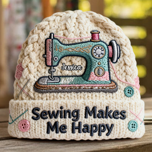 Coudre me rend heureuse - Bonnet de couture personnalisé