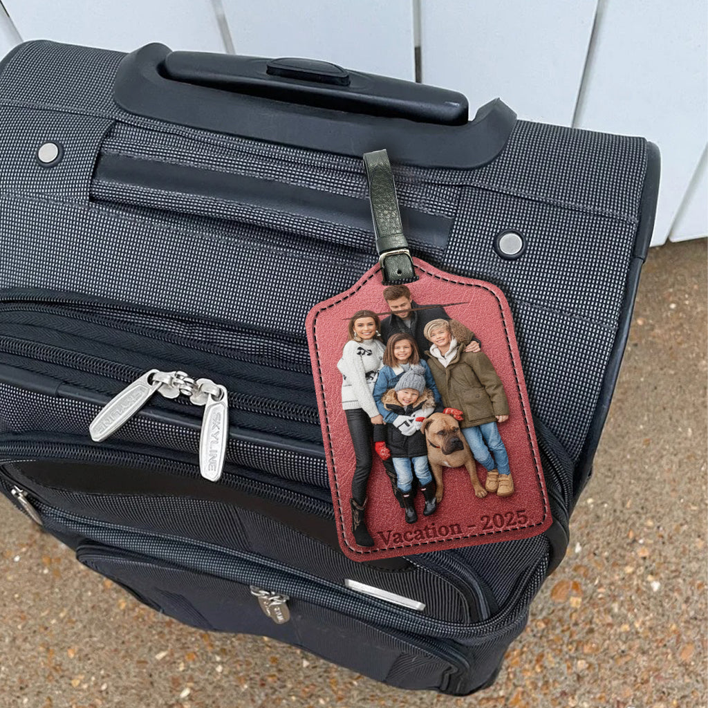 Gepäckanhänger aus Leder mit individuellem Foto – Personalisierter Familien-Gepäckanhänger aus Leder