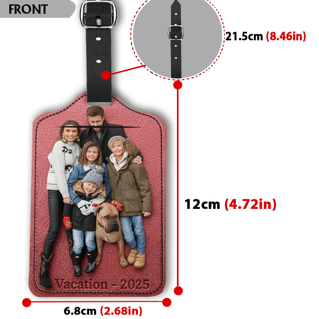 Gepäckanhänger aus Leder mit individuellem Foto – Personalisierter Familien-Gepäckanhänger aus Leder