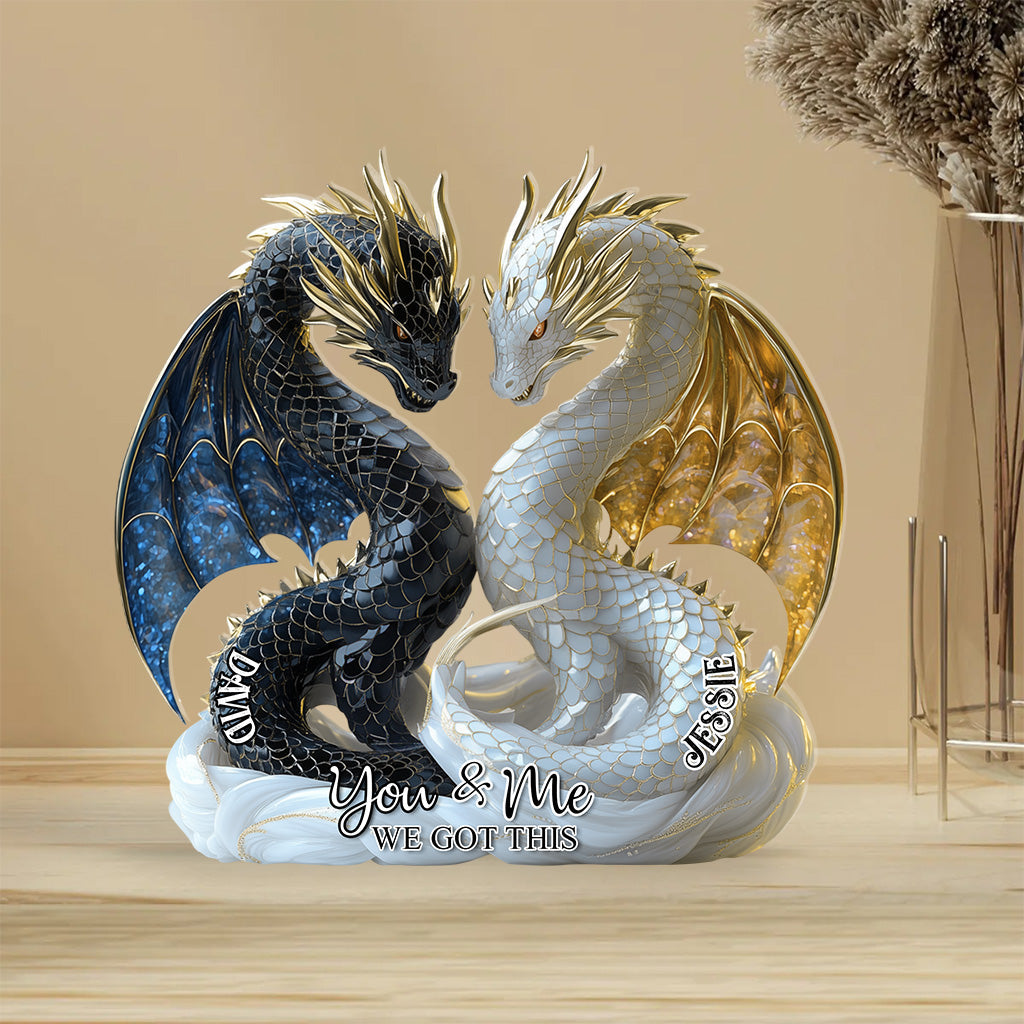 Toi et moi, on gère ! - Plaque acrylique personnalisée en forme de dragon