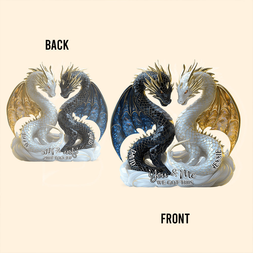 Toi et moi, on gère ! - Plaque acrylique personnalisée en forme de dragon