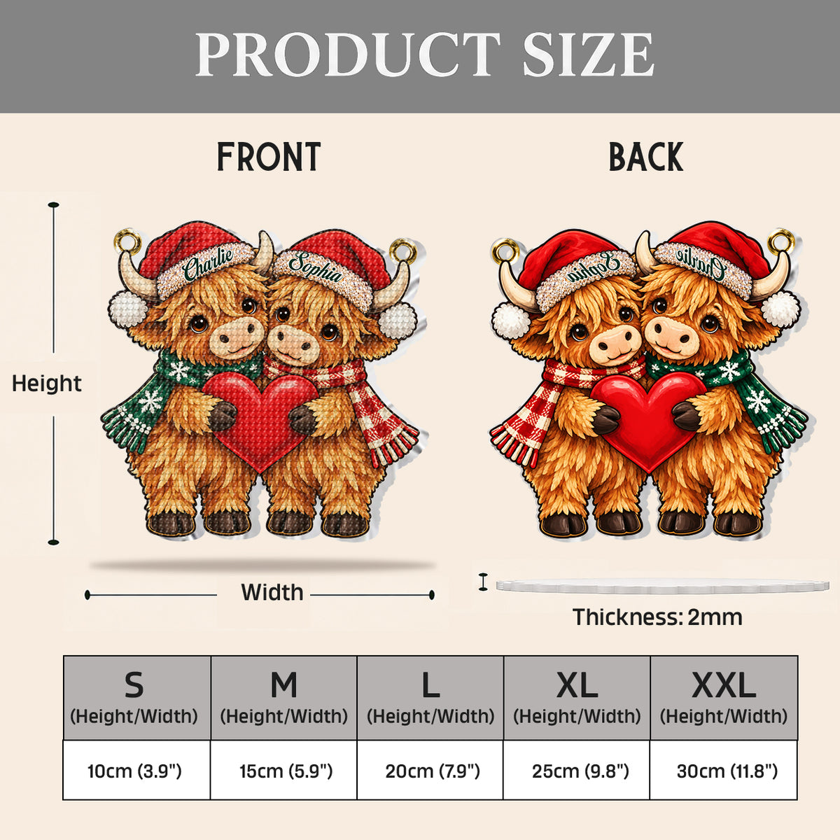 Merry Christmas My Love - Personalized Highland Cow Diamond Painting Ornament Kit