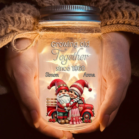 Growing Old Together Since - Personalized Couple Mason Jar Light