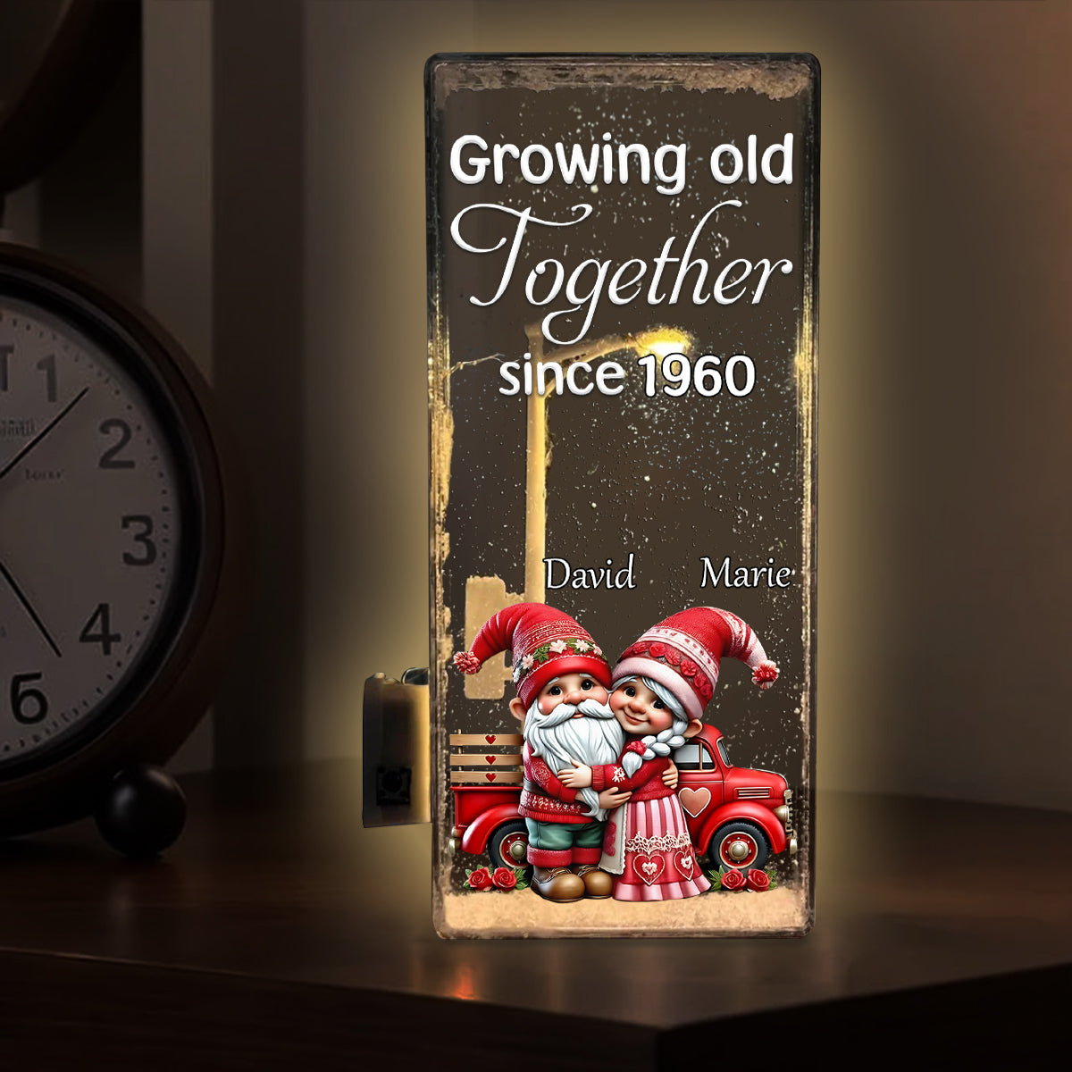 Growing Old Together Since - Personalized Couple Snowflake Night Light