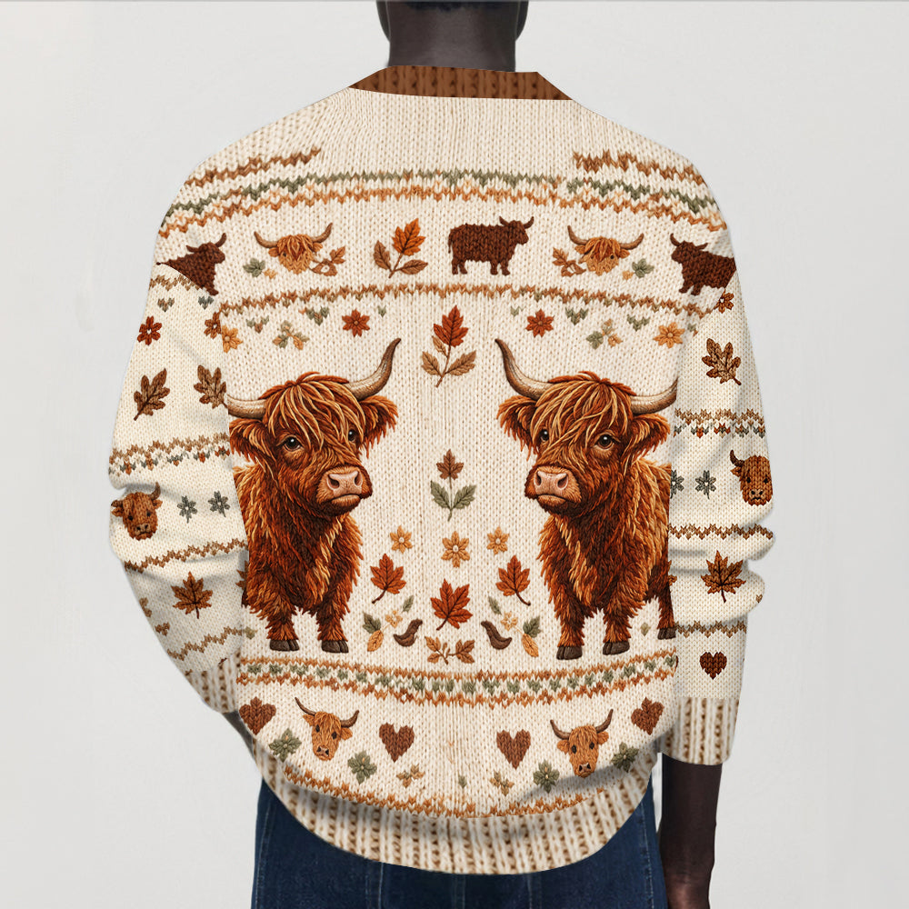Love Highland Cows - Personalized Highland Cow Cardigan Sweater