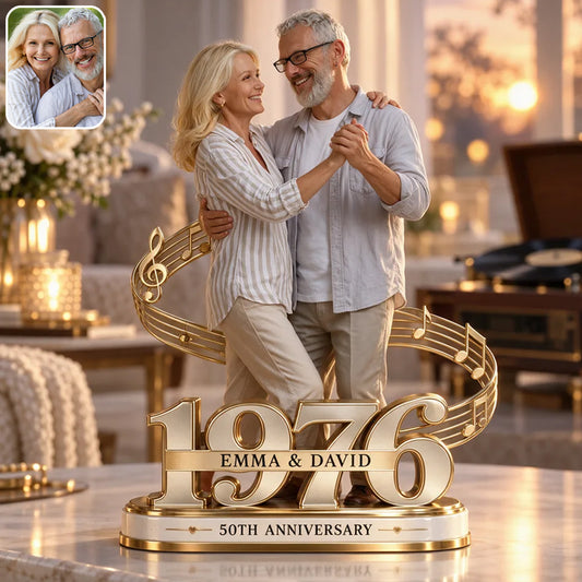 Personalized Couple Gift, Romantic Anniversary Figurine for Husband Wife with Names and Date, Boyfriend Girlfriend Gift - Personalized Couple Custom Shaped Acrylic Plaque