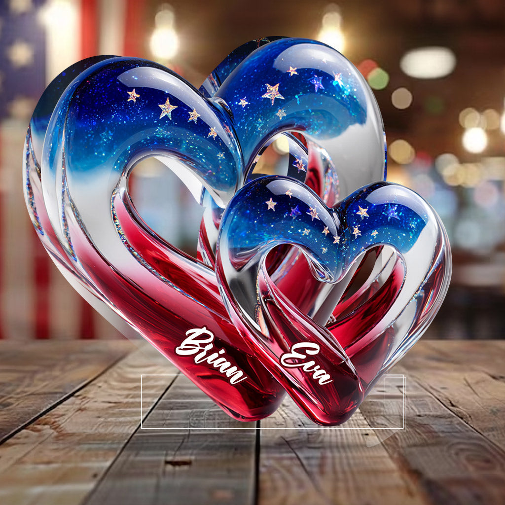 Two Hearts One Love - Personalized Couple Custom Shaped Acrylic Plaque