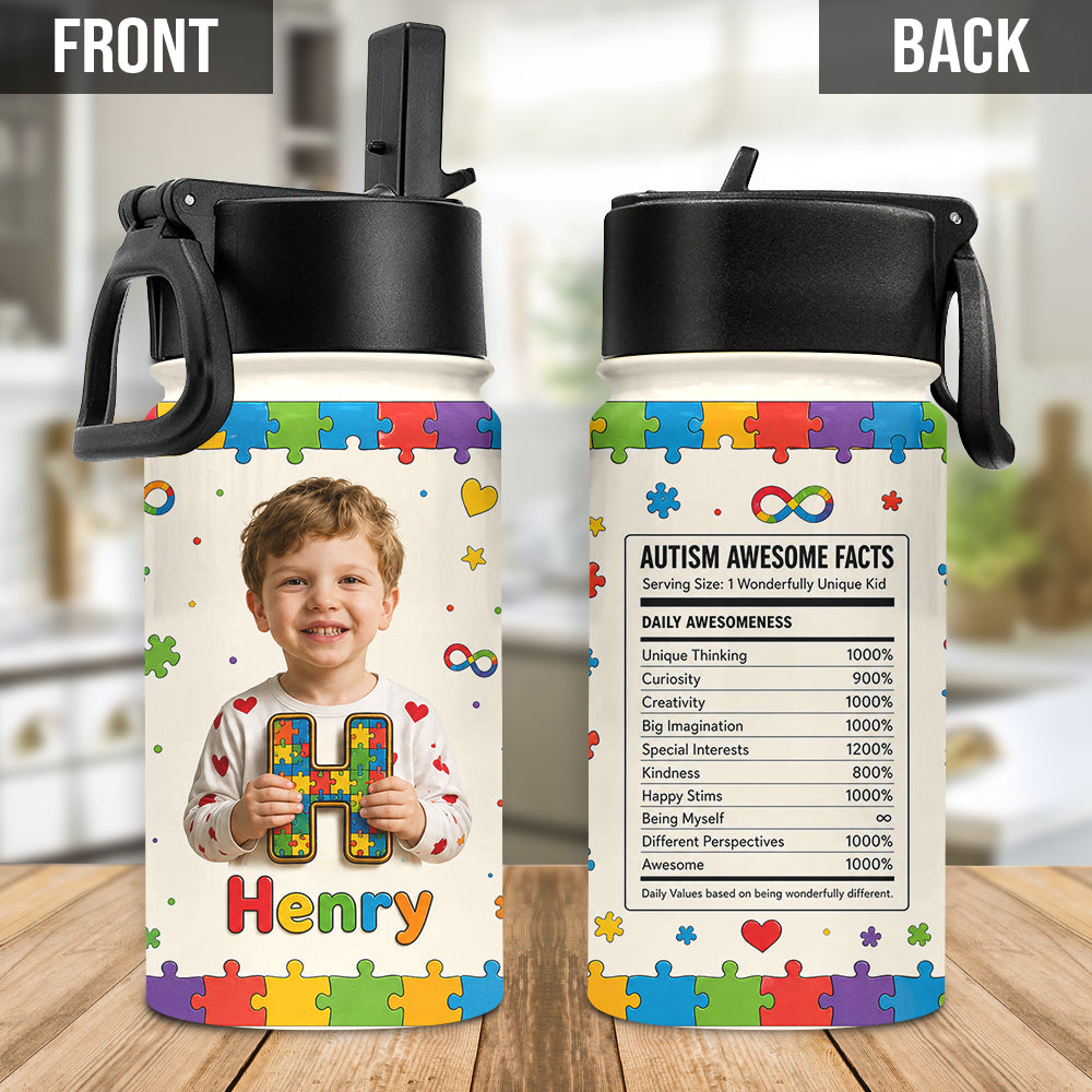 Es ist in Ordnung, anders zu sein - Personalisierte Wasserflasche für Kinder zur Aufklärung über Autismus