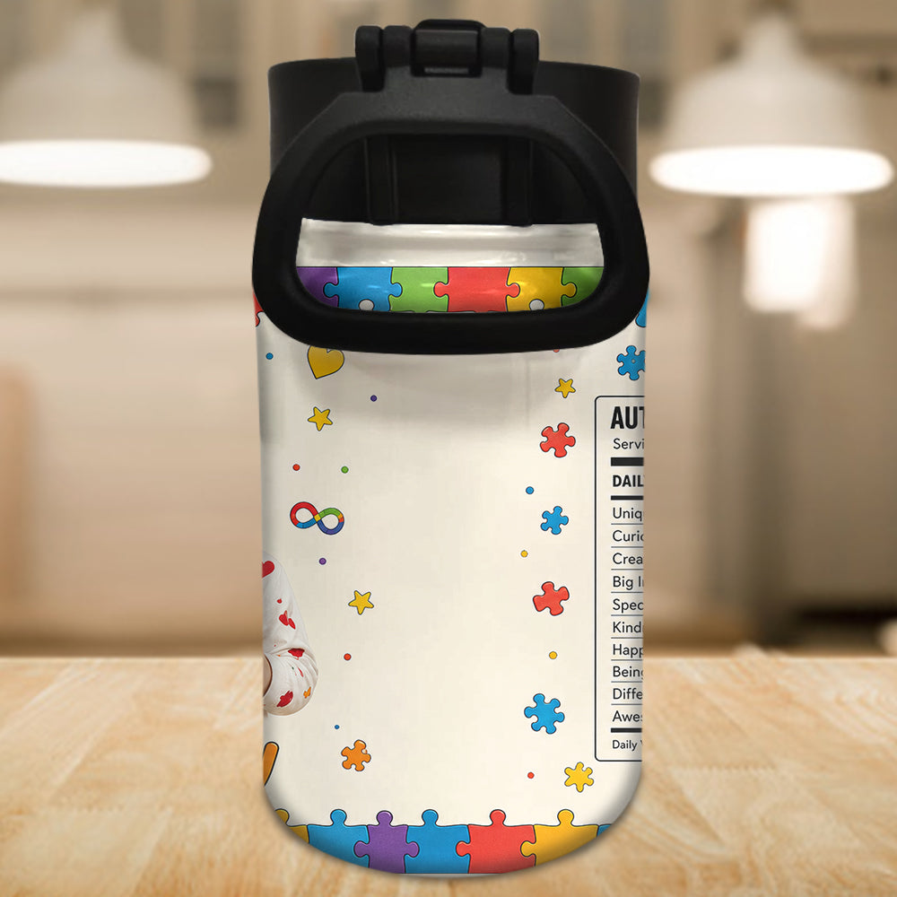 Es ist in Ordnung, anders zu sein - Personalisierte Wasserflasche für Kinder zur Aufklärung über Autismus