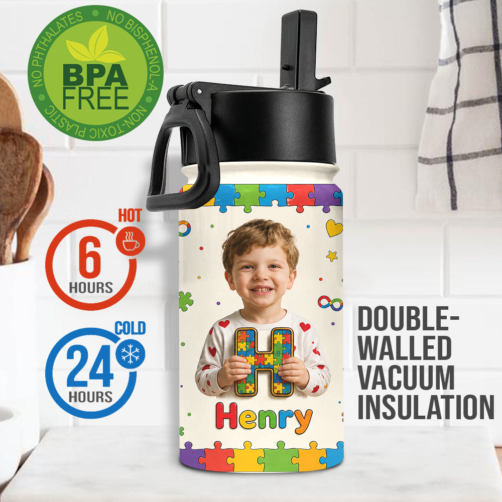 Es ist in Ordnung, anders zu sein - Personalisierte Wasserflasche für Kinder zur Aufklärung über Autismus