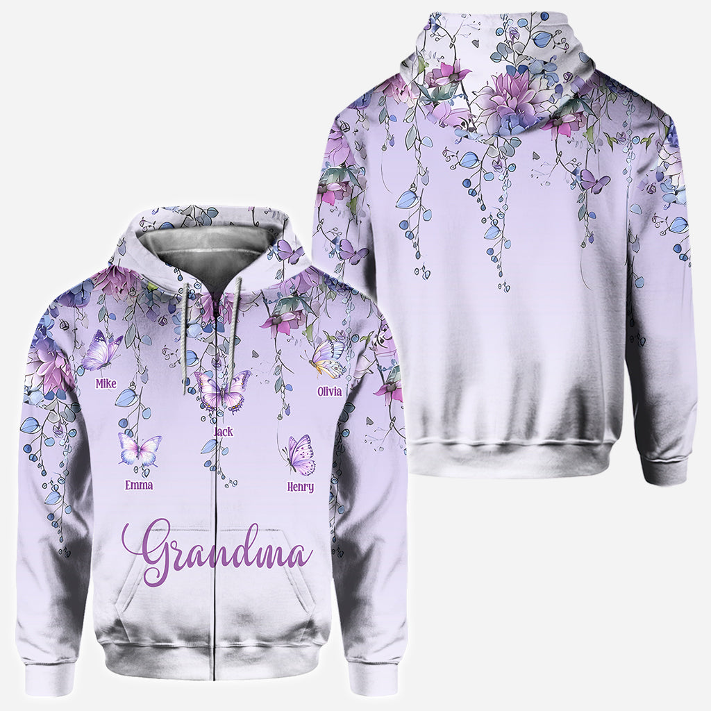 Grandma And Children Butterfly - Personalized Grandma All Over Shirt