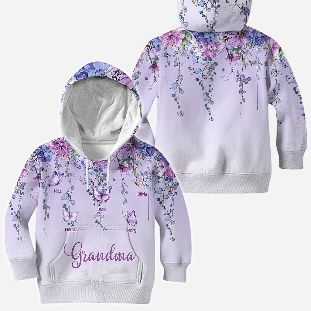 Grandma And Children Butterfly - Personalized Grandma All Over Shirt