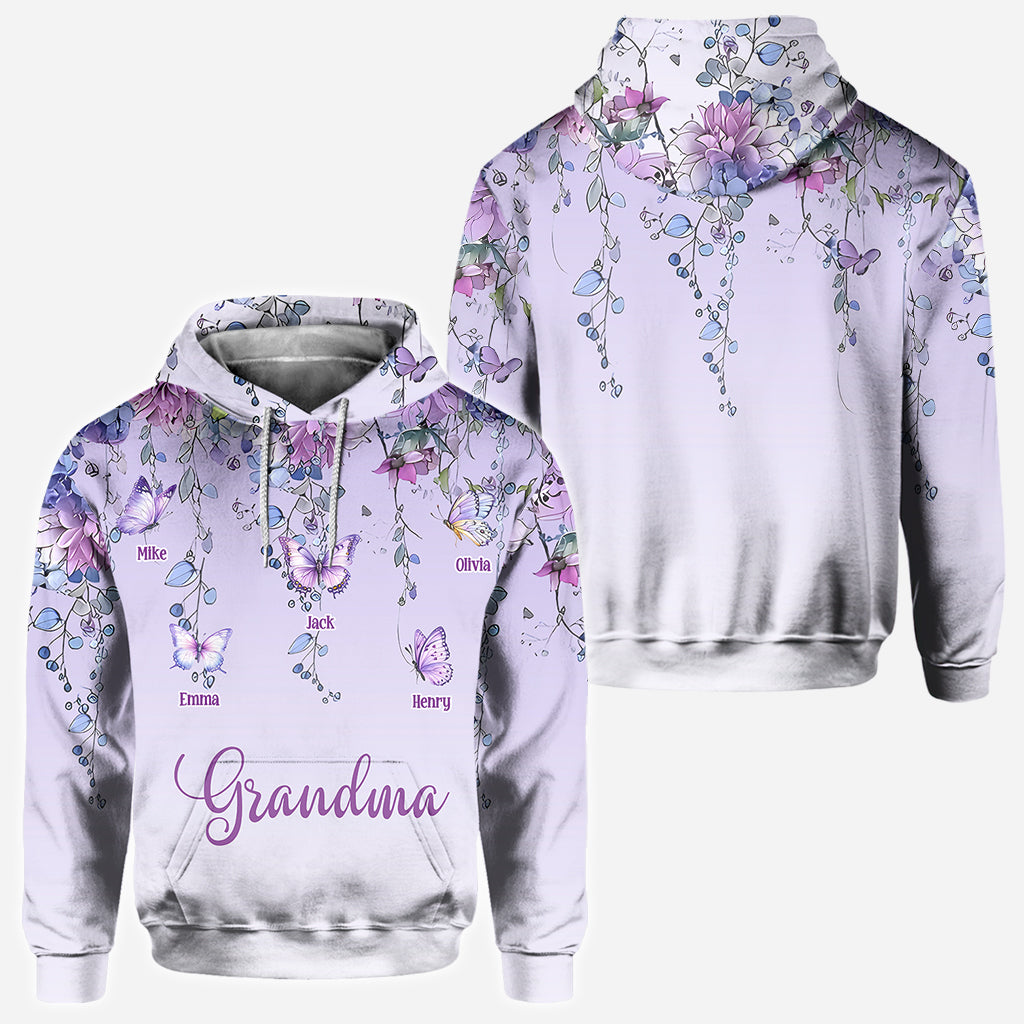 Grandma And Children Butterfly - Personalized Grandma All Over Shirt