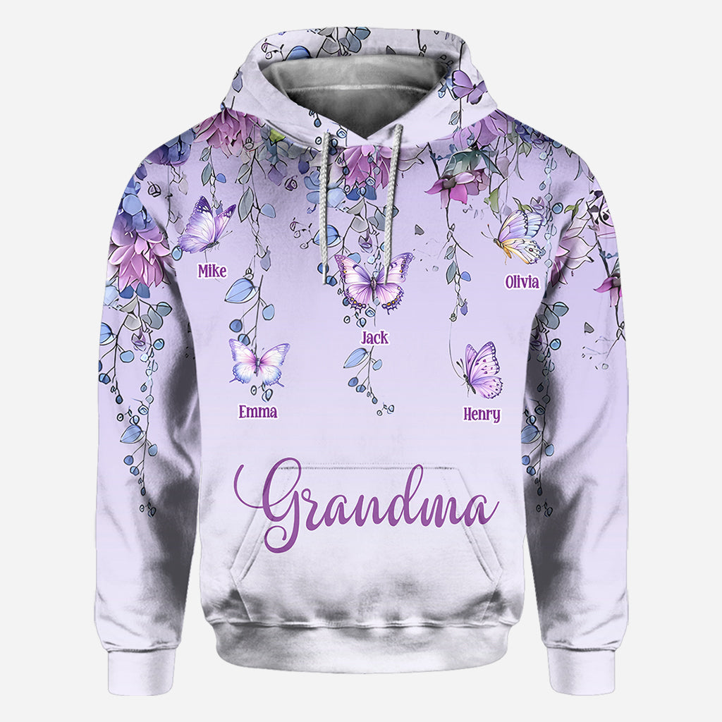 Grandma And Children Butterfly - Personalized Grandma All Over Shirt