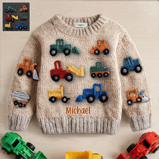 Baufahrzeuge - Personalisierter Kinder-Pullover